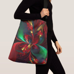 Moderne Bloemen Abstracte Kunst Rood Groen Patroon Crossbody Tas