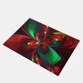 Moderne Bloemen Abstracte Kunst Rood Groen Patroon Deurmat (Schuin)