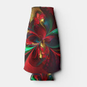 Moderne Bloemen Abstracte Kunst Rood Groen Patroon Flesjeskoeler (Voorkant)