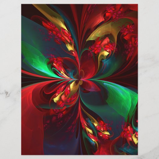 Moderne Bloemen Abstracte Kunst Rood Groen Patroon Flyer (Voorkant)