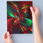 Moderne Bloemen Abstracte Kunst Rood Groen Patroon Flyer (Hand)