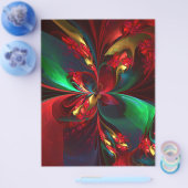 Moderne Bloemen Abstracte Kunst Rood Groen Patroon Flyer (Enkel)