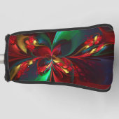 Moderne Bloemen Abstracte Kunst Rood Groen Patroon Golfheadcover (Voorkant)