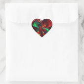 Moderne Bloemen Abstracte Kunst Rood Groen Patroon Hart Sticker (Tas)