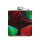 Moderne Bloemen Abstracte Kunst Rood Groen Patroon Heupfles (Achterkant)