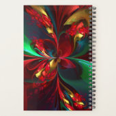 Moderne Bloemen Abstracte Kunst Rood Groen Patroon Planner (Achterkant)