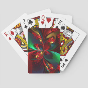 Moderne Bloemen Abstracte Kunst Rood Groen Patroon Pokerkaarten
