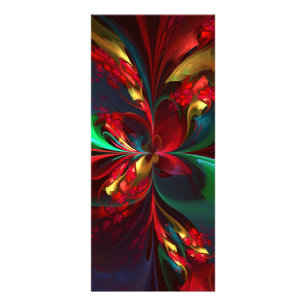 Moderne Bloemen Abstracte Kunst Rood Groen Patroon Reclamekaart