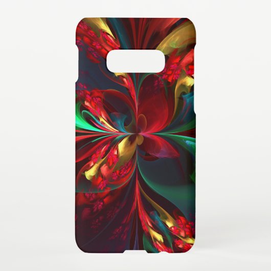 Moderne Bloemen Abstracte Kunst Rood Groen Patroon Samsung Galaxy Hoesje (Achterkant)