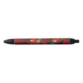 Moderne Bloemen Abstracte Kunst Rood Groen Patroon Zwarte Inkt Pen (Voorkant)