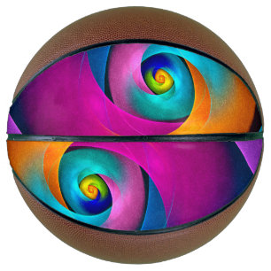 Moderne Bloemen Abstracte Kunst Roze Blauw Patroon Basketbal