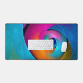 Moderne Bloemen Abstracte Kunst Roze Blauw Patroon Bureaumat (Keyboard & Muis)