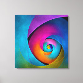 Moderne Bloemen Abstracte Kunst Roze Blauw Patroon Canvas Afdruk