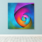 Moderne Bloemen Abstracte Kunst Roze Blauw Patroon Canvas Afdruk (Insitu (Houten vloer))