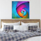 Moderne Bloemen Abstracte Kunst Roze Blauw Patroon Canvas Afdruk (Insitu (Slaapkamer))