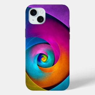 Moderne Bloemen Abstracte Kunst Roze Blauw Patroon iPhone 15 Mini Hoesje