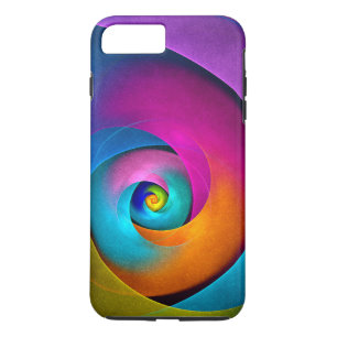 Moderne Bloemen Abstracte Kunst Roze Blauw Patroon iPhone 8/7 Plus Hoesje