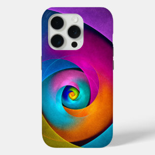 Moderne Bloemen Abstracte Kunst Roze Blauw Patroon iPhone 15 Pro Case