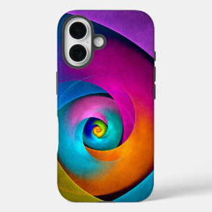 Moderne Bloemen Abstracte Kunst Roze Blauw Patroon iPhone 16 Hoesje