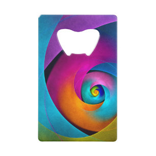 Moderne Bloemen Abstracte Kunst Roze Blauw Patroon Creditkaart Flessenopener