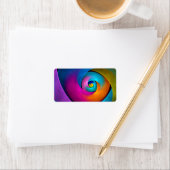 Moderne Bloemen Abstracte Kunst Roze Blauw Patroon Etiket (Insitu)