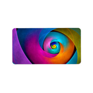 Moderne Bloemen Abstracte Kunst Roze Blauw Patroon Etiket