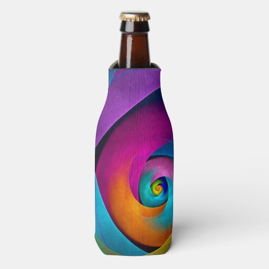 Moderne Bloemen Abstracte Kunst Roze Blauw Patroon Flesjeskoeler (Fles Voorkant)