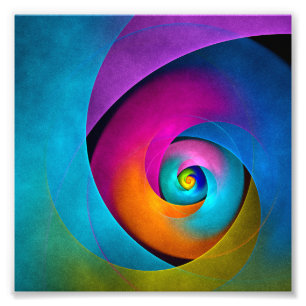 Moderne Bloemen Abstracte Kunst Roze Blauw Patroon Foto Afdruk