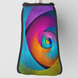Moderne Bloemen Abstracte Kunst Roze Blauw Patroon Golfheadcover
