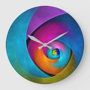 Moderne Bloemen Abstracte Kunst Roze Blauw Patroon Grote Klok