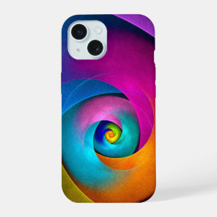 Moderne Bloemen Abstracte Kunst Roze Blauw Patroon iPhone 15 Case