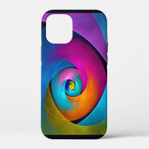 Moderne Bloemen Abstracte Kunst Roze Blauw Patroon iPhone 12 Mini Hoesje