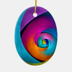 Moderne Bloemen Abstracte Kunst Roze Blauw Patroon Keramisch Ornament