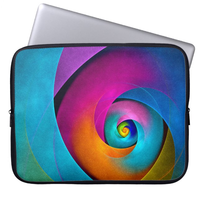 Moderne Bloemen Abstracte Kunst Roze Blauw Patroon Laptop Sleeve (Voorkant)