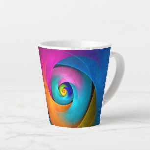 Moderne Bloemen Abstracte Kunst Roze Blauw Patroon Latte Mok