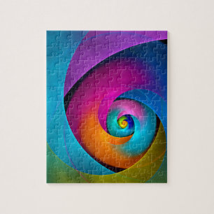 Moderne Bloemen Abstracte Kunst Roze Blauw Patroon Legpuzzel