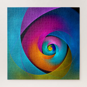 Moderne Bloemen Abstracte Kunst Roze Blauw Patroon Legpuzzel