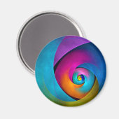 Moderne Bloemen Abstracte Kunst Roze Blauw Patroon Magneet (Voorkant / Achterkant)