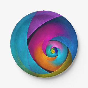 Moderne Bloemen Abstracte Kunst Roze Blauw Patroon Papieren Bordje