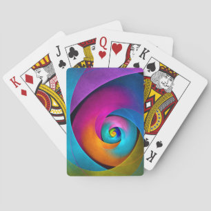 Moderne Bloemen Abstracte Kunst Roze Blauw Patroon Pokerkaarten