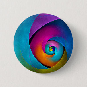 Moderne Bloemen Abstracte Kunst Roze Blauw Patroon Ronde Button 5,7 Cm