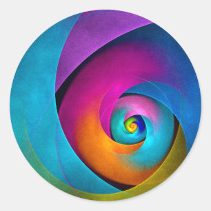 Moderne Bloemen Abstracte Kunst Roze Blauw Patroon Ronde Sticker