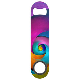 Moderne Bloemen Abstracte Kunst Roze Blauw Patroon Speed Flessenopener