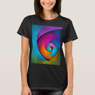 Moderne Bloemen Abstracte Kunst Roze Blauw Patroon T-shirt