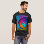 Moderne Bloemen Abstracte Kunst Roze Blauw Patroon T-shirt (Voorkant volledig)