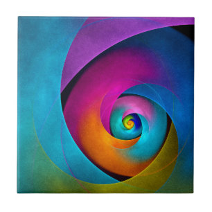 Moderne Bloemen Abstracte Kunst Roze Blauw Patroon Tegeltje