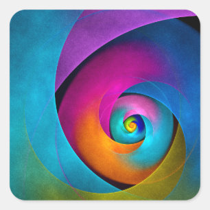 Moderne Bloemen Abstracte Kunst Roze Blauw Patroon Vierkante Sticker