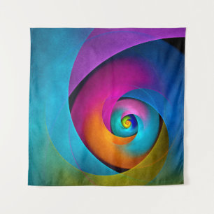 Moderne Bloemen Abstracte Kunst Roze Blauw Patroon Wandkleed
