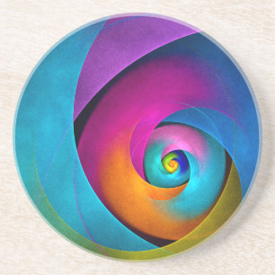 Moderne Bloemen Abstracte Kunst Roze Blauw Patroon Zandsteen Onderzetter