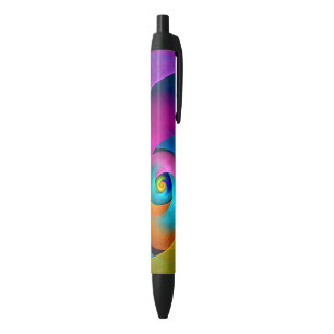 Moderne Bloemen Abstracte Kunst Roze Blauw Patroon Zwarte Inkt Pen